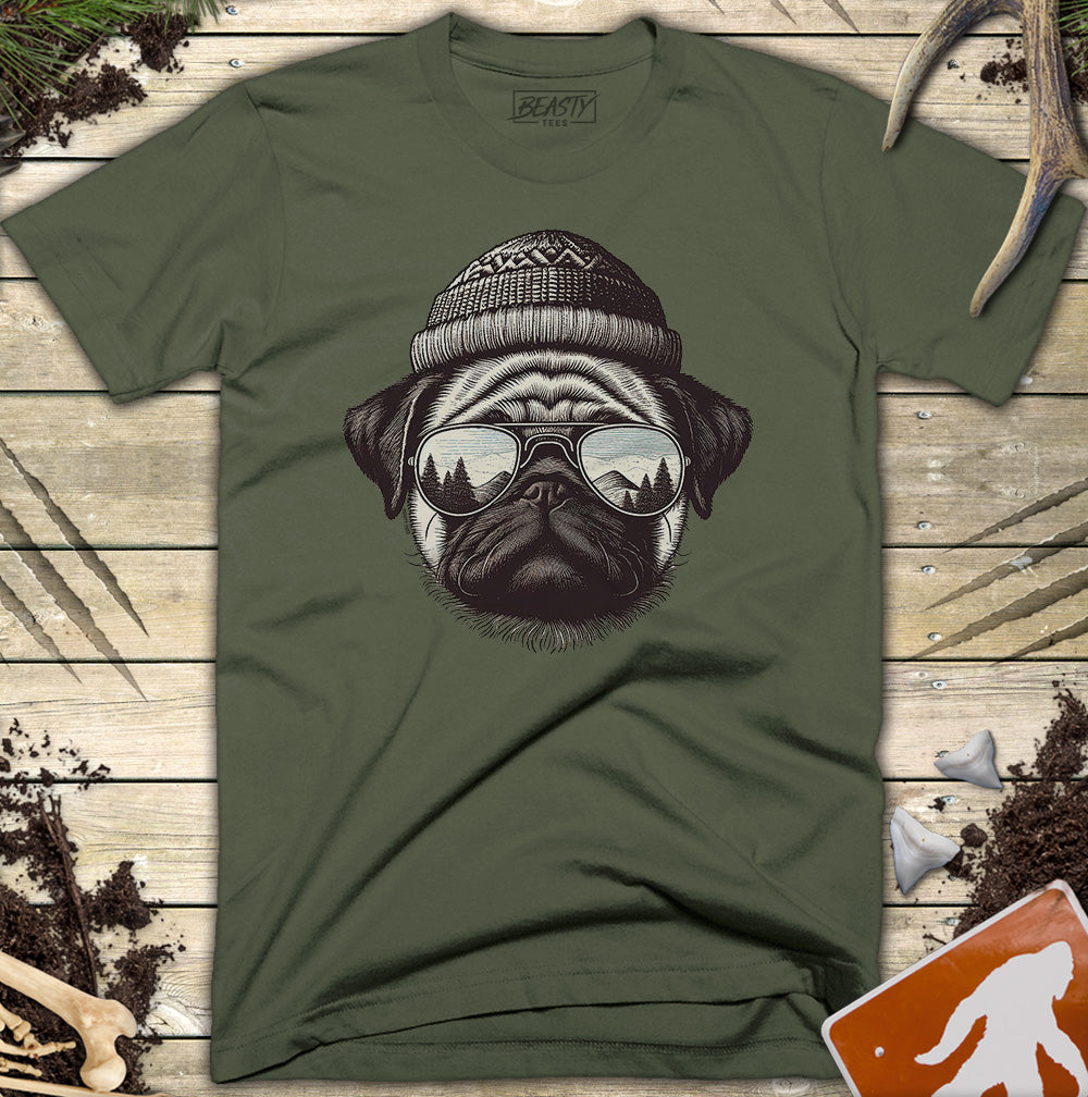 Beanie Sunglasses Pug T-Shirt