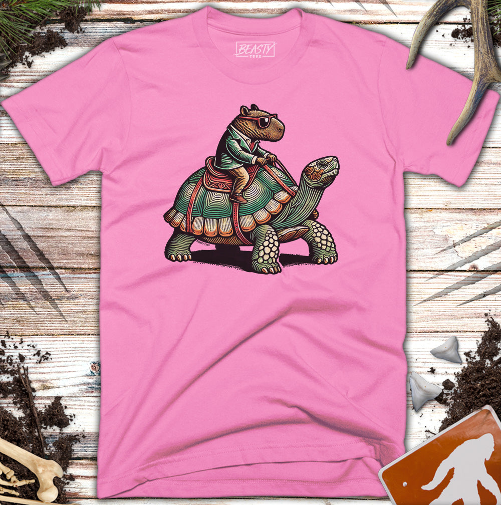 Capybara Riding Tortoise T-Shirt