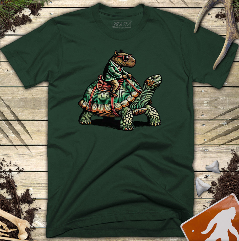 Capybara Riding Tortoise T-Shirt