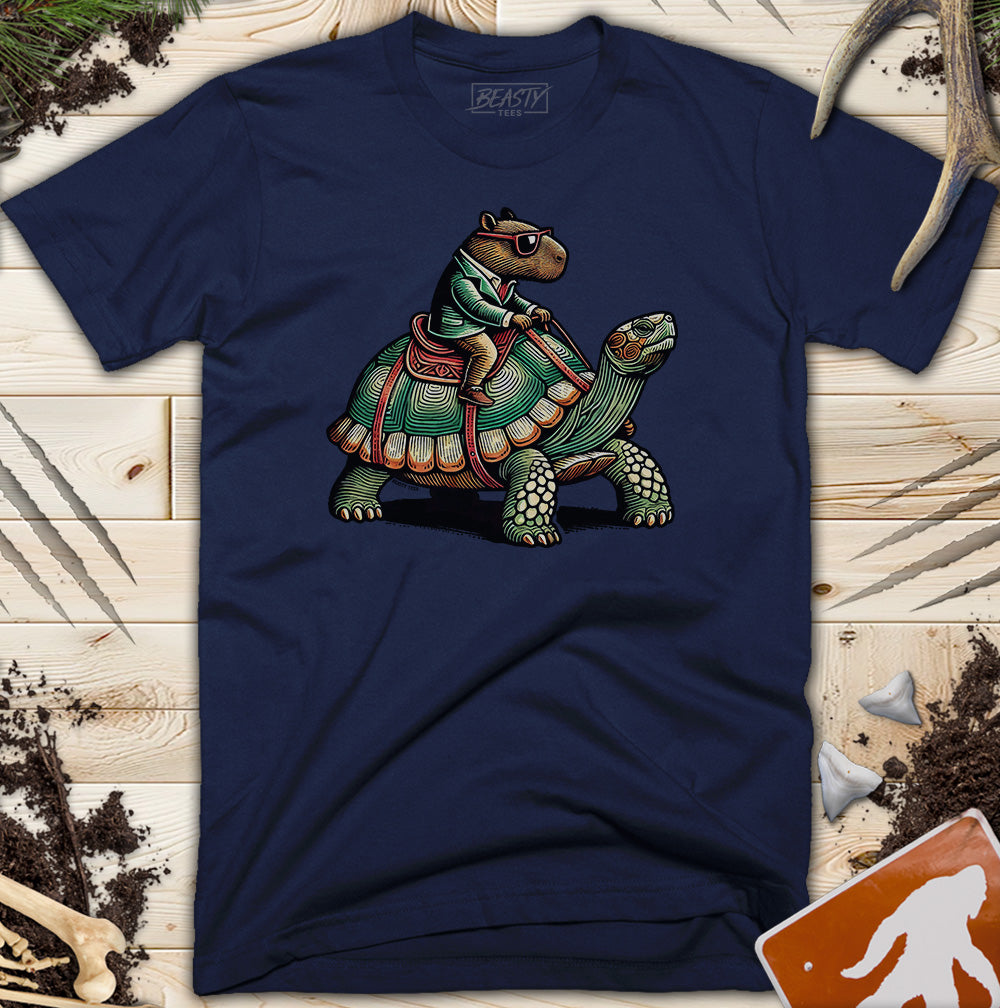 Capybara Riding Tortoise T-Shirt