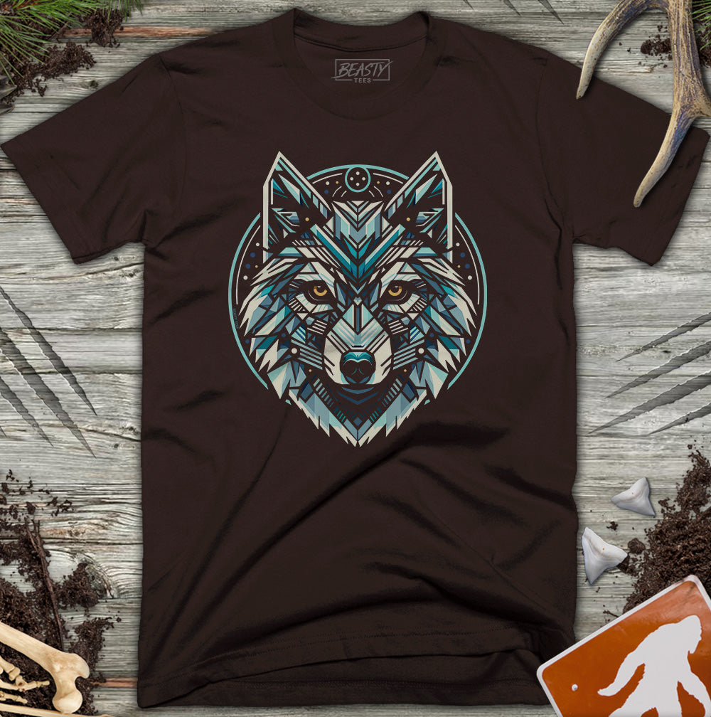 Blue Geometric Wolf T-Shirt