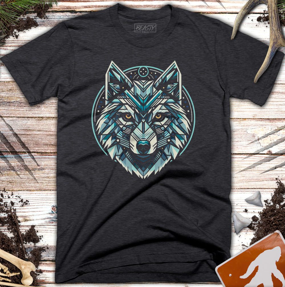 Blue Geometric Wolf T-Shirt