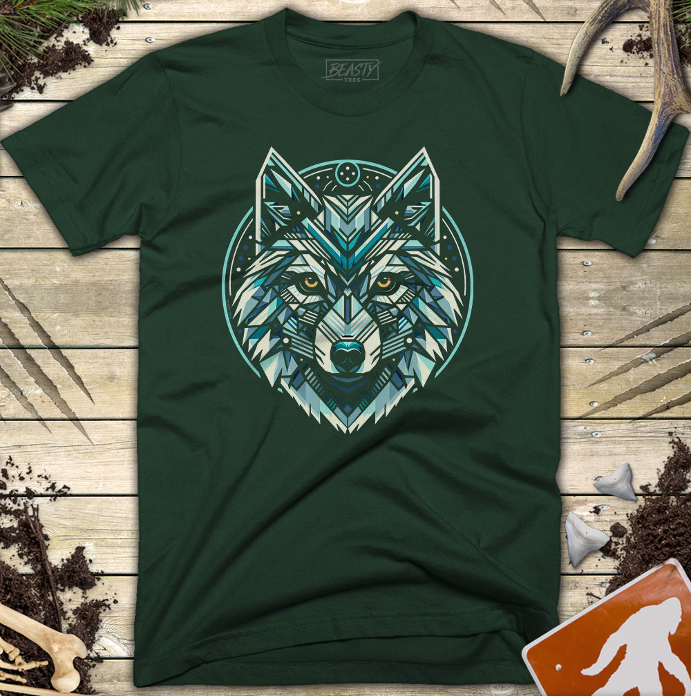 Blue Geometric Wolf T-Shirt
