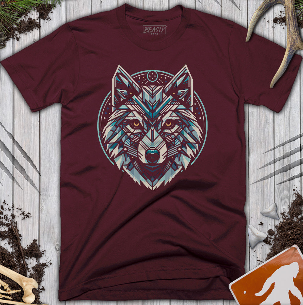 Blue Geometric Wolf T-Shirt