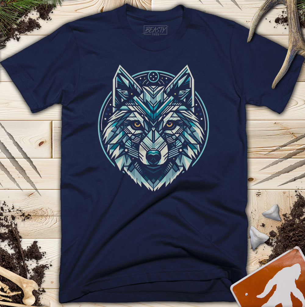 Blue Geometric Wolf T-Shirt