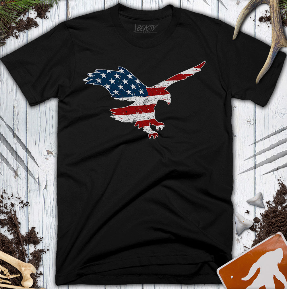 Distressed USA Flag American Eagle T-Shirt