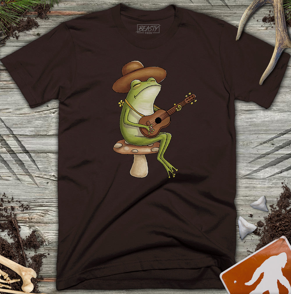 Cute Toad Stool Mushroom Frog Guitarist T-Shirt