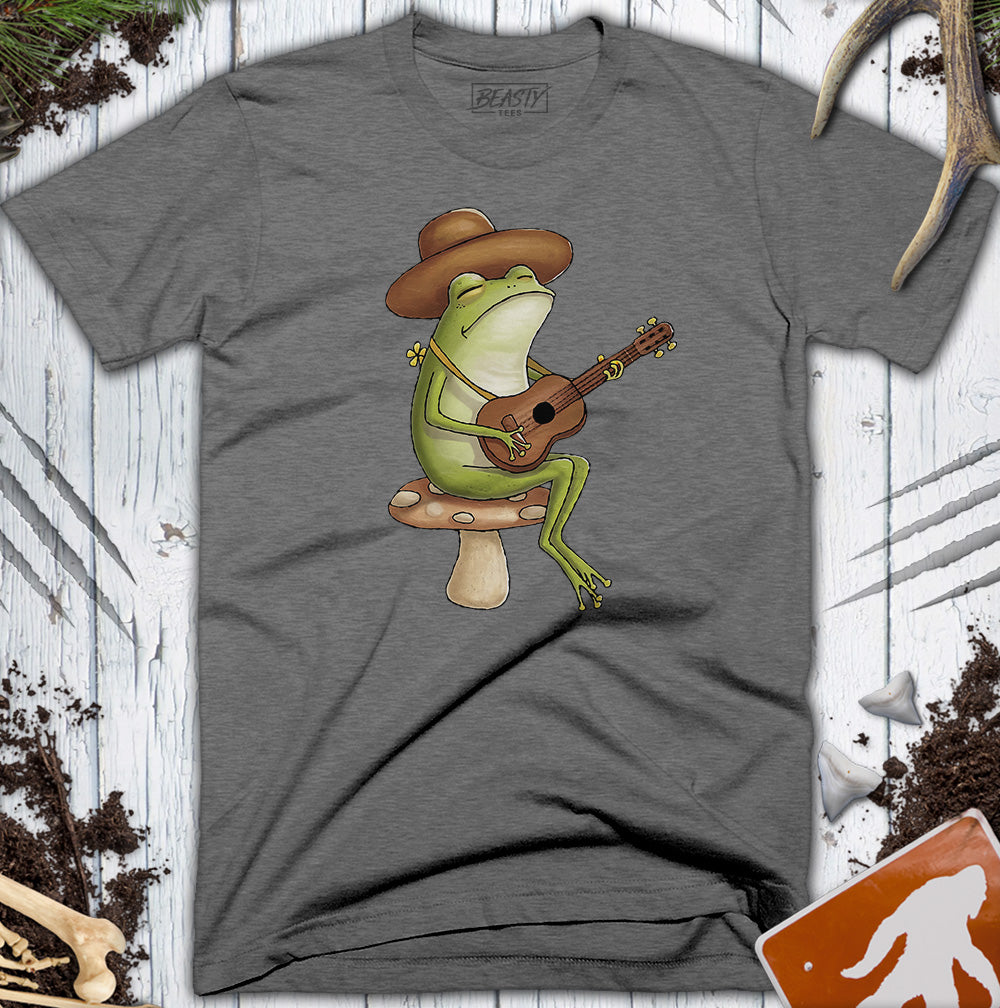 Cute Toad Stool Mushroom Frog Guitarist T-Shirt