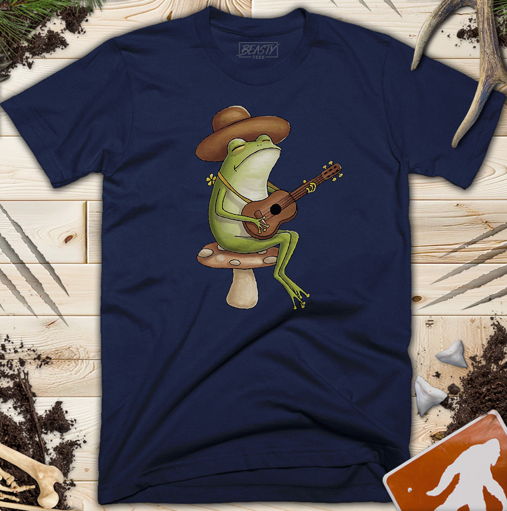 Cute Toad Stool Mushroom Frog Guitarist T-Shirt