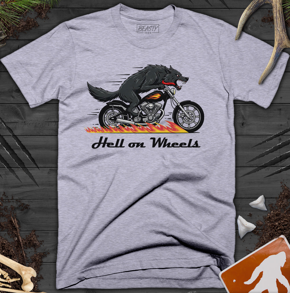 Hell on Wheels Wolf Motorcycle T-Shirt