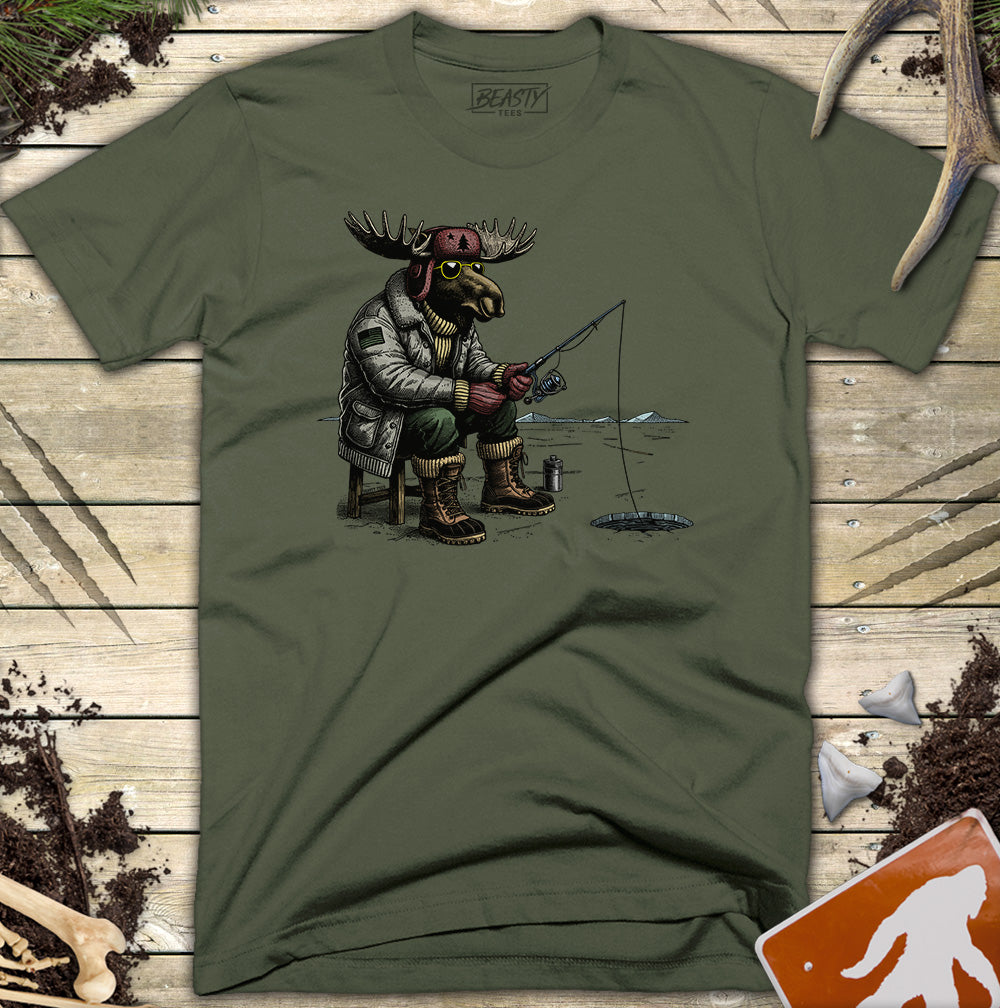 Moose Ice Fishing T-Shirt
