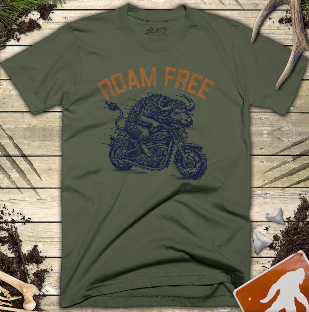 Bison Riding Motorcycle T-Shirt