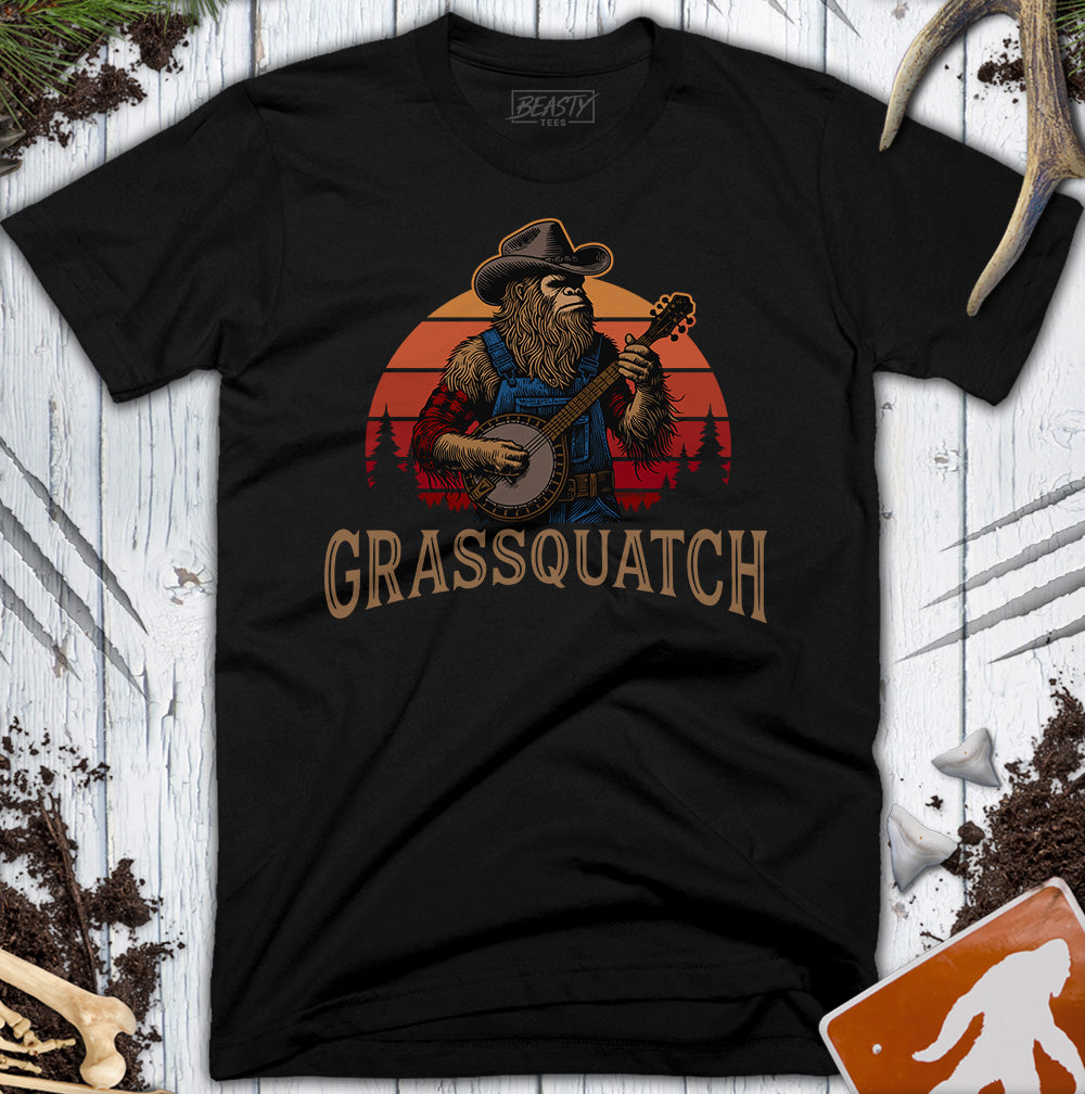 Grassquatch Banjo Bigfoot T-Shirt