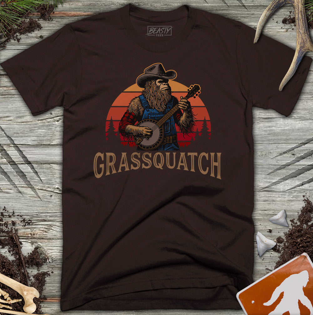 Grassquatch Banjo Bigfoot T-Shirt