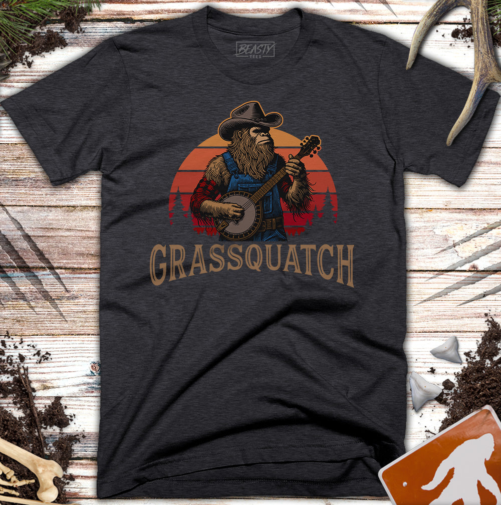 Grassquatch Banjo Bigfoot T-Shirt