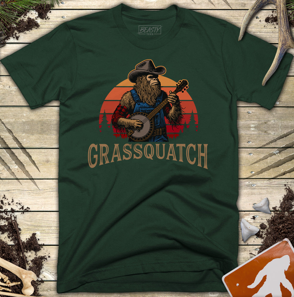 Grassquatch Banjo Bigfoot T-Shirt