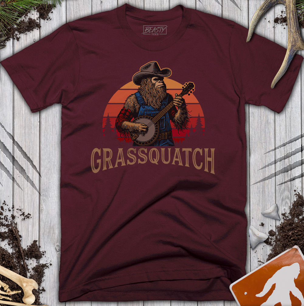 Grassquatch Banjo Bigfoot T-Shirt