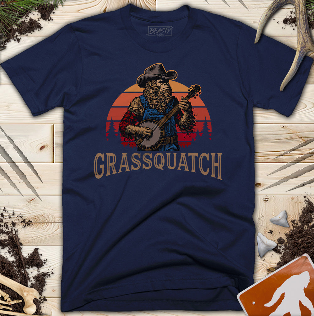 Grassquatch Banjo Bigfoot T-Shirt