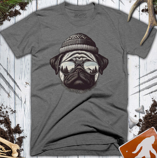 Beanie Sunglasses Pug T-Shirt
