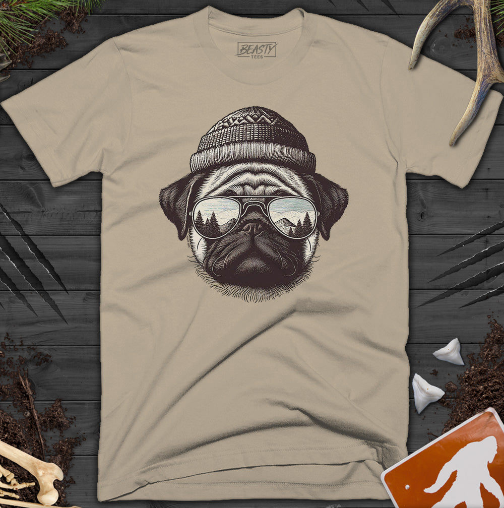 Beanie Sunglasses Pug T-Shirt