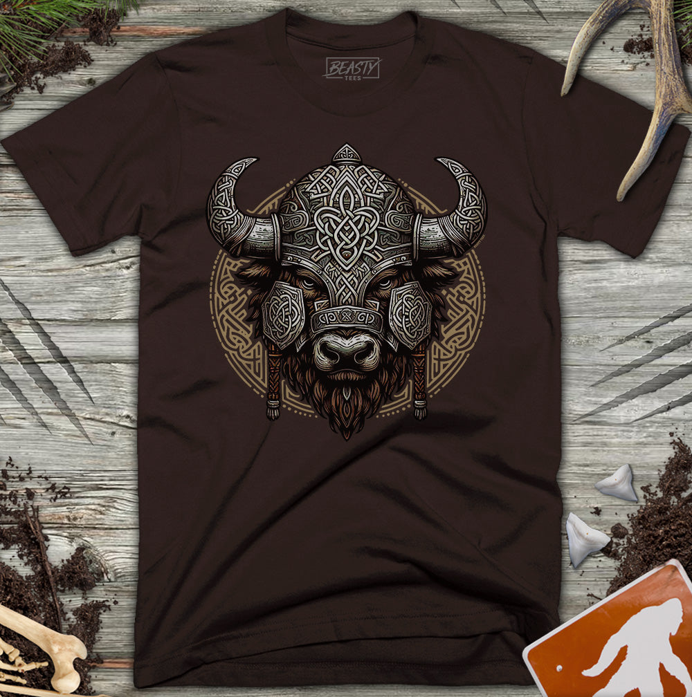 Celtic Bison Warrior Head T-Shirt