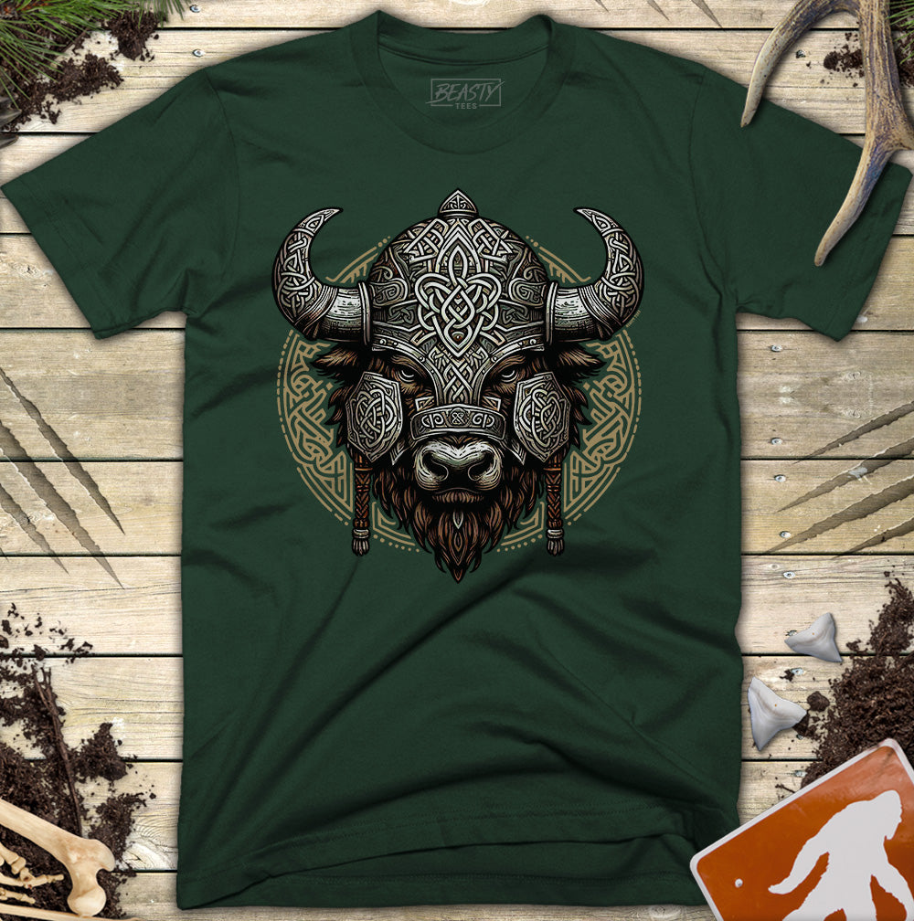 Celtic Bison Warrior Head T-Shirt