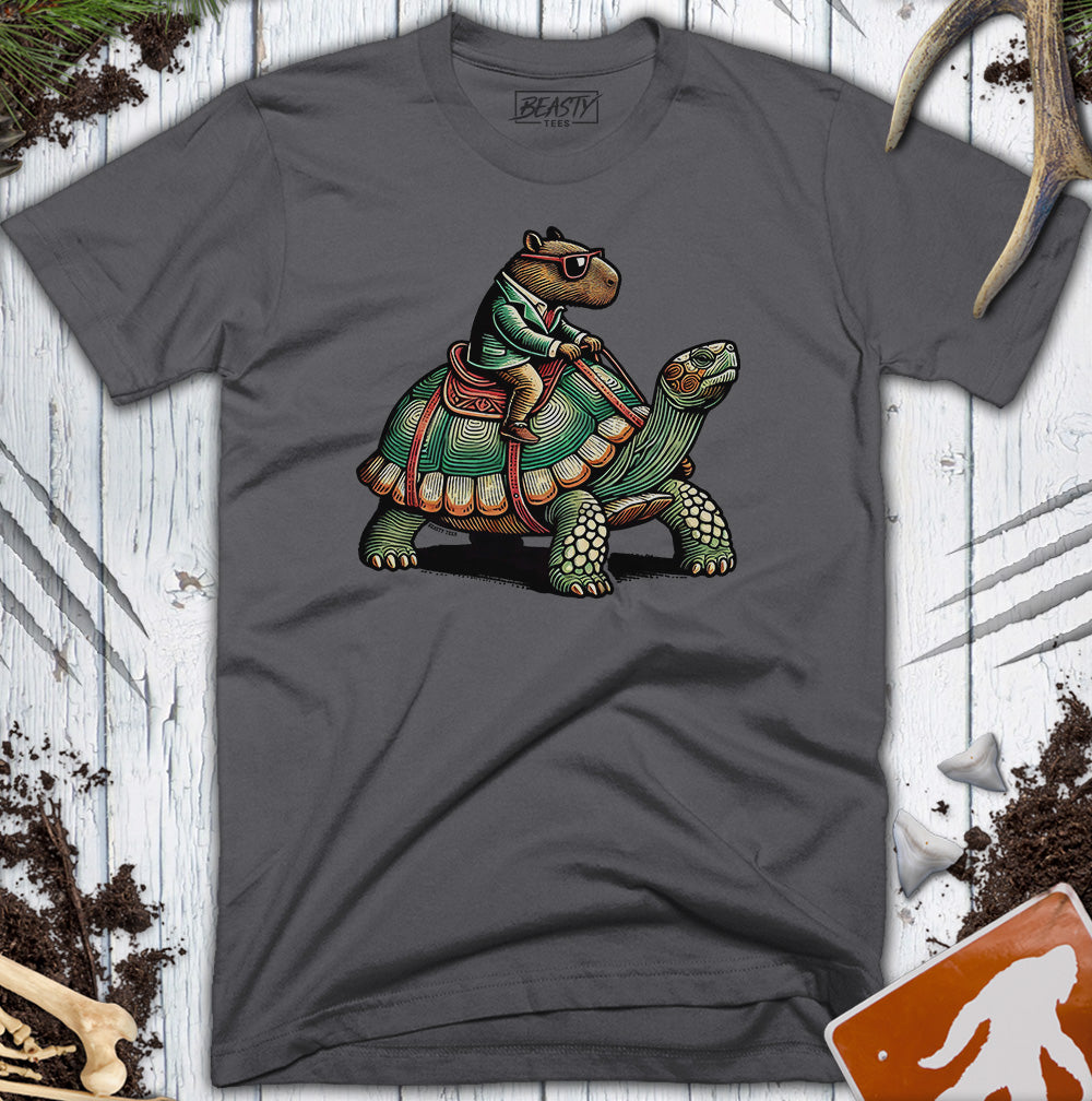 Capybara Riding Tortoise T-Shirt