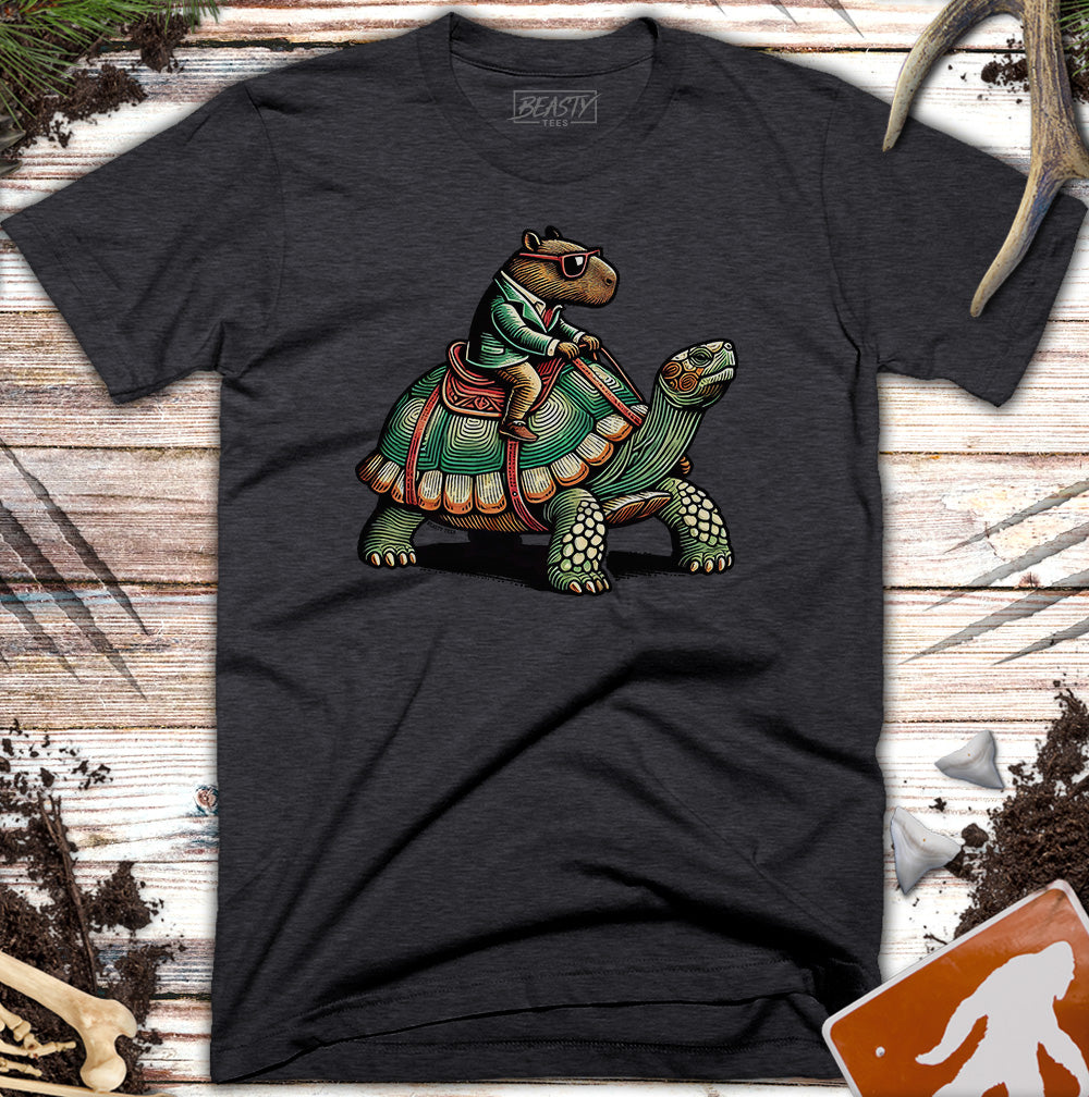 Capybara Riding Tortoise T-Shirt