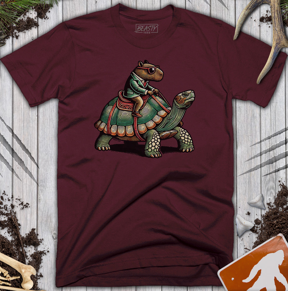 Capybara Riding Tortoise T-Shirt