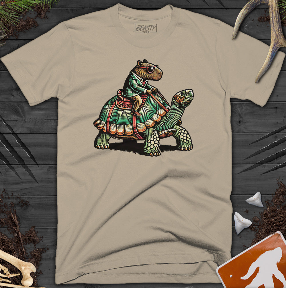 Capybara Riding Tortoise T-Shirt