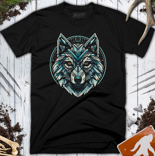 Blue Geometric Wolf T-Shirt