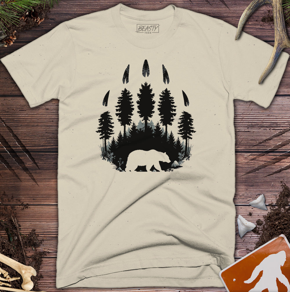 Trees & Bear Paw Print T-Shirt