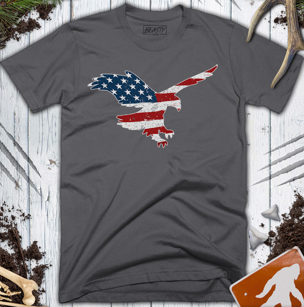 Distressed USA Flag American Eagle T-Shirt