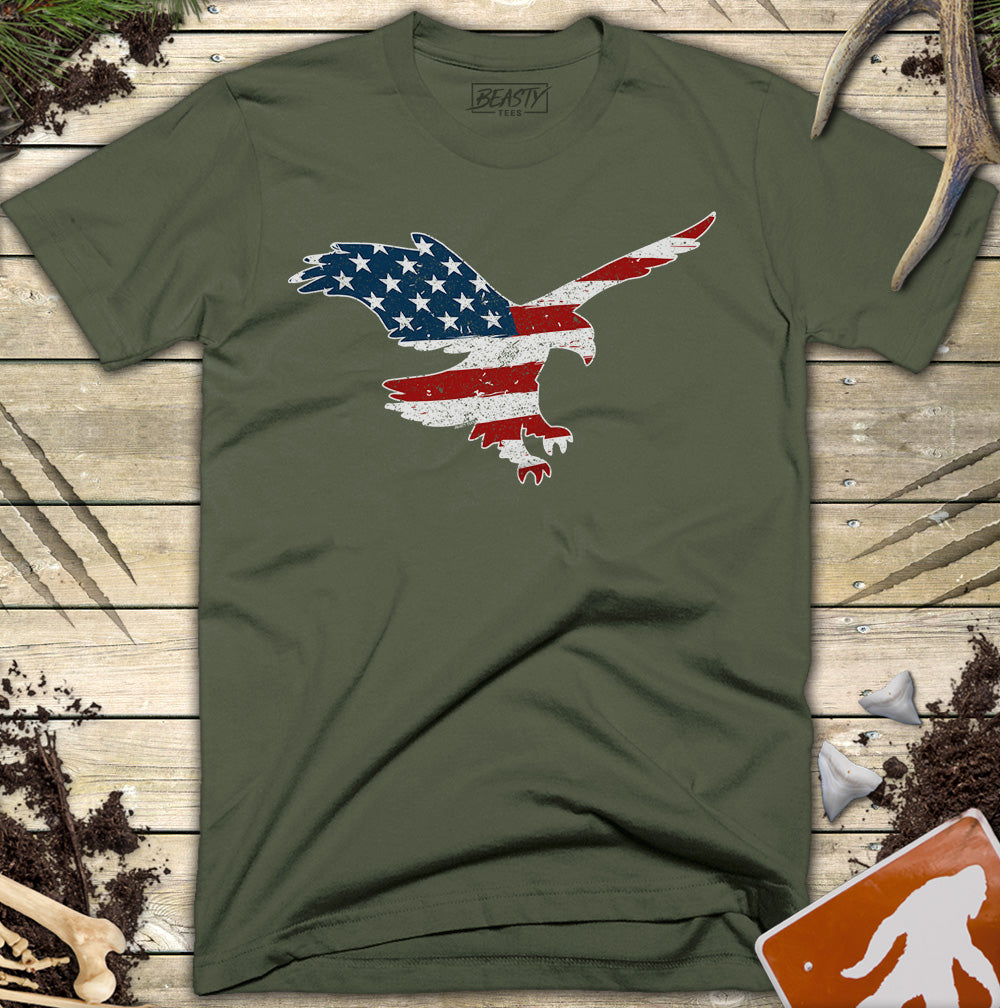 Distressed USA Flag American Eagle T-Shirt