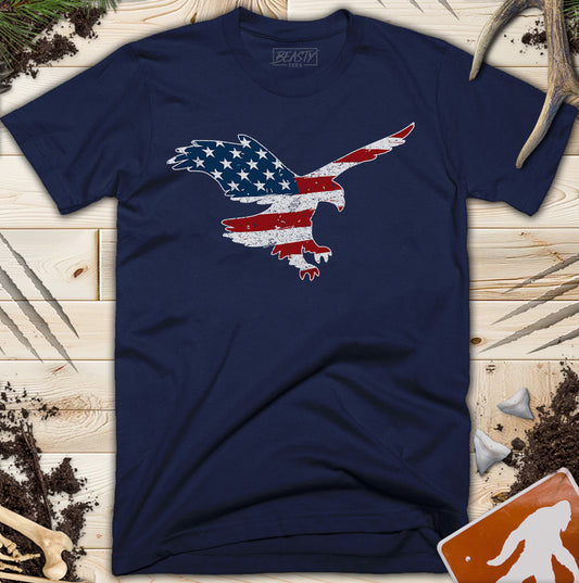 Distressed USA Flag American Eagle T-Shirt