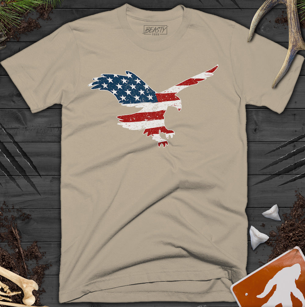 Distressed USA Flag American Eagle T-Shirt