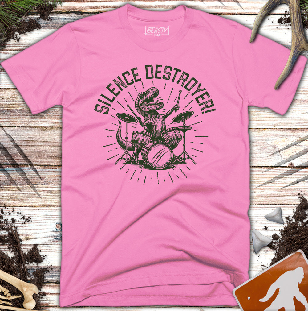 I Destroy Silence T-Rex Drummer T-Shirt