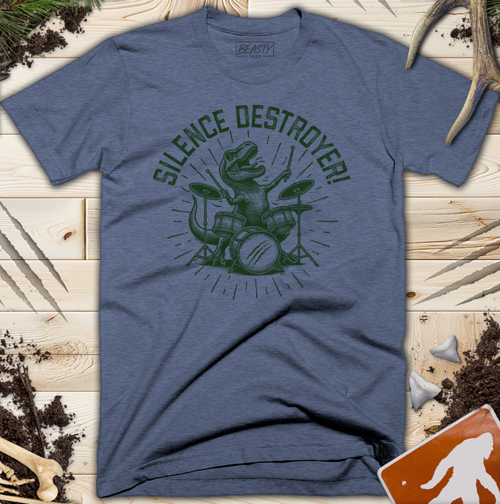 I Destroy Silence T-Rex Drummer T-Shirt