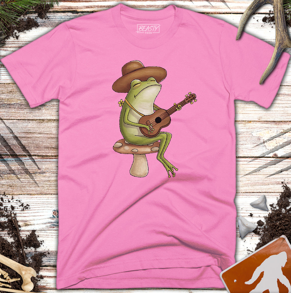 Cute Toad Stool Mushroom Frog Guitarist T-Shirt
