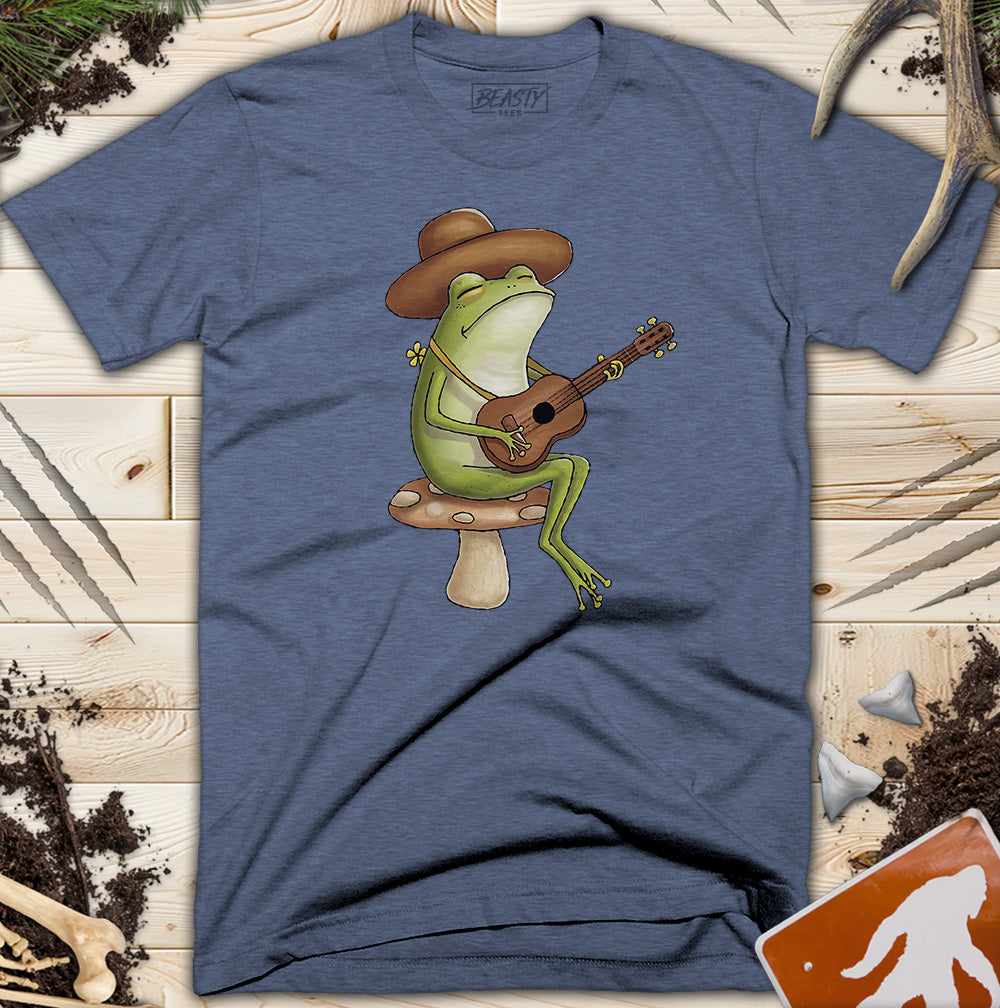 Cute Toad Stool Mushroom Frog Guitarist T-Shirt