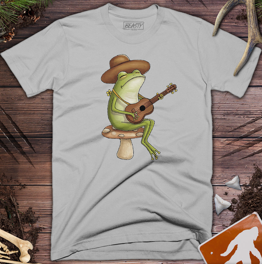 Cute Toad Stool Mushroom Frog Guitarist T-Shirt