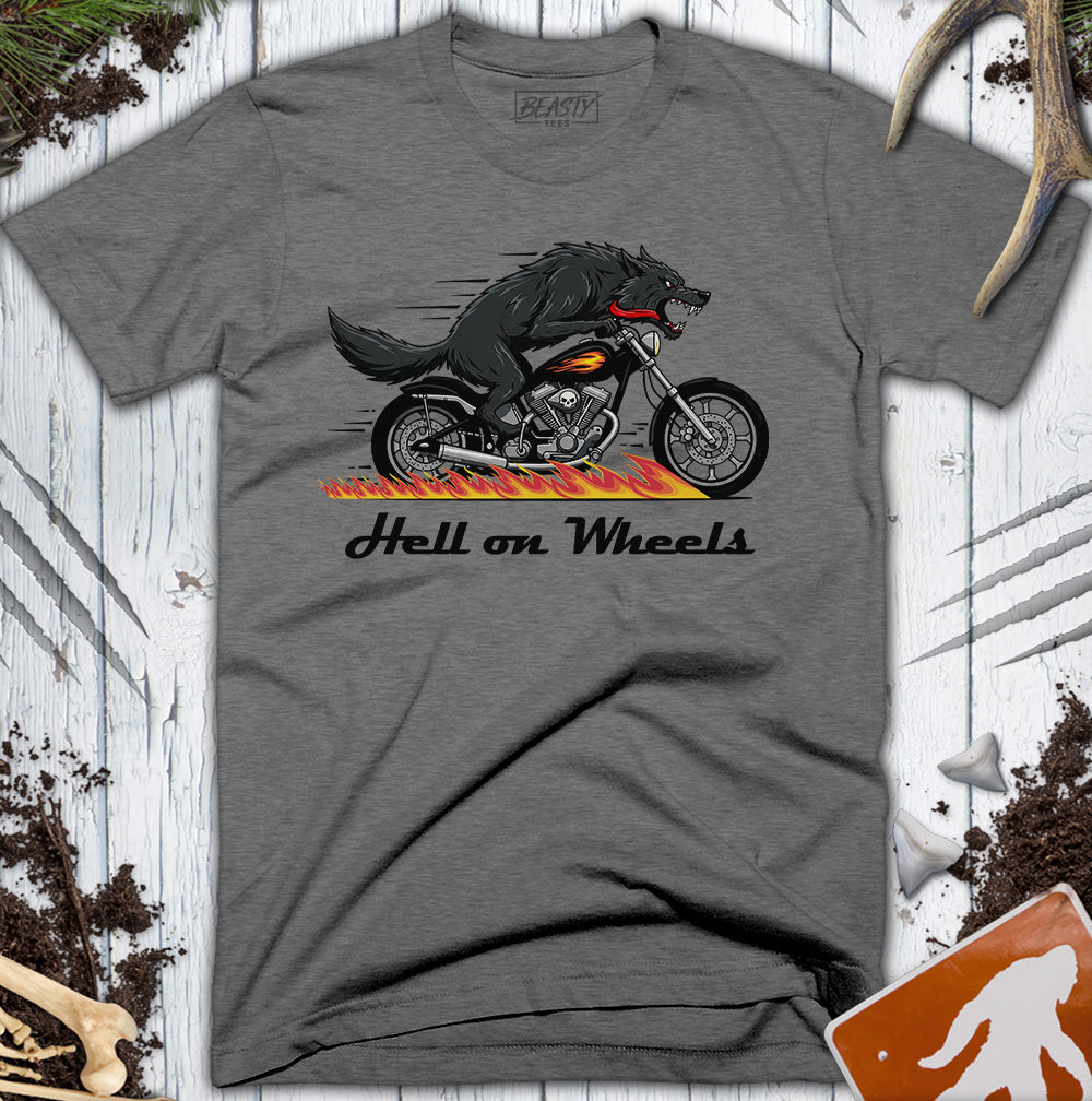 Hell on Wheels Wolf Motorcycle T-Shirt