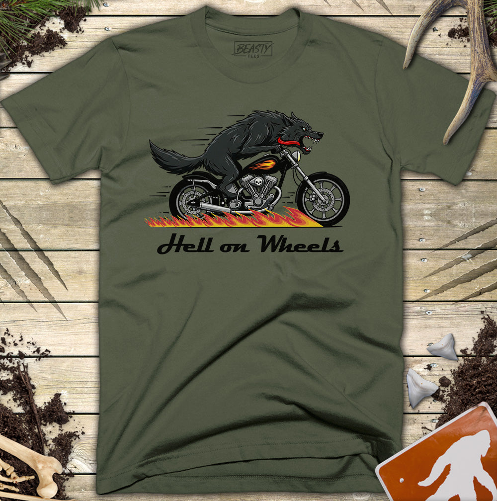 Hell on Wheels Wolf Motorcycle T-Shirt
