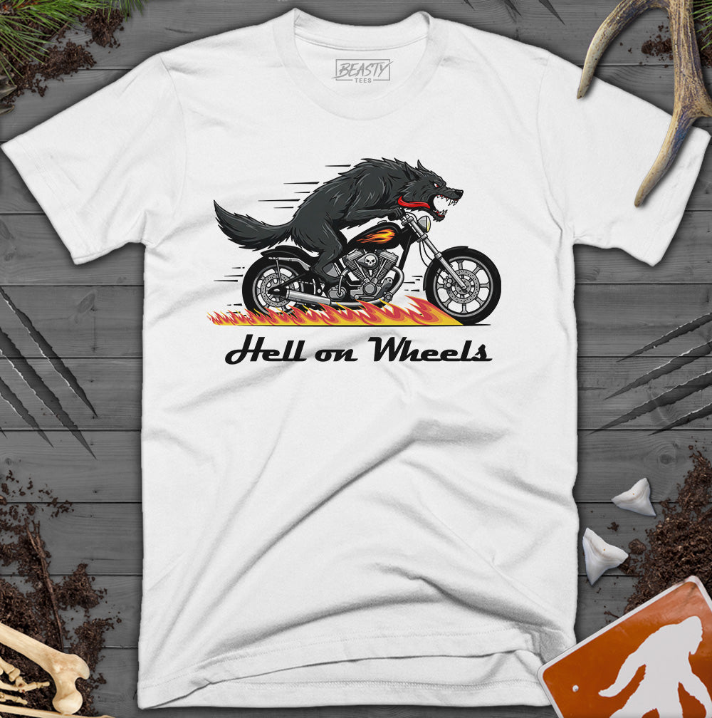 Hell on Wheels Wolf Motorcycle T-Shirt